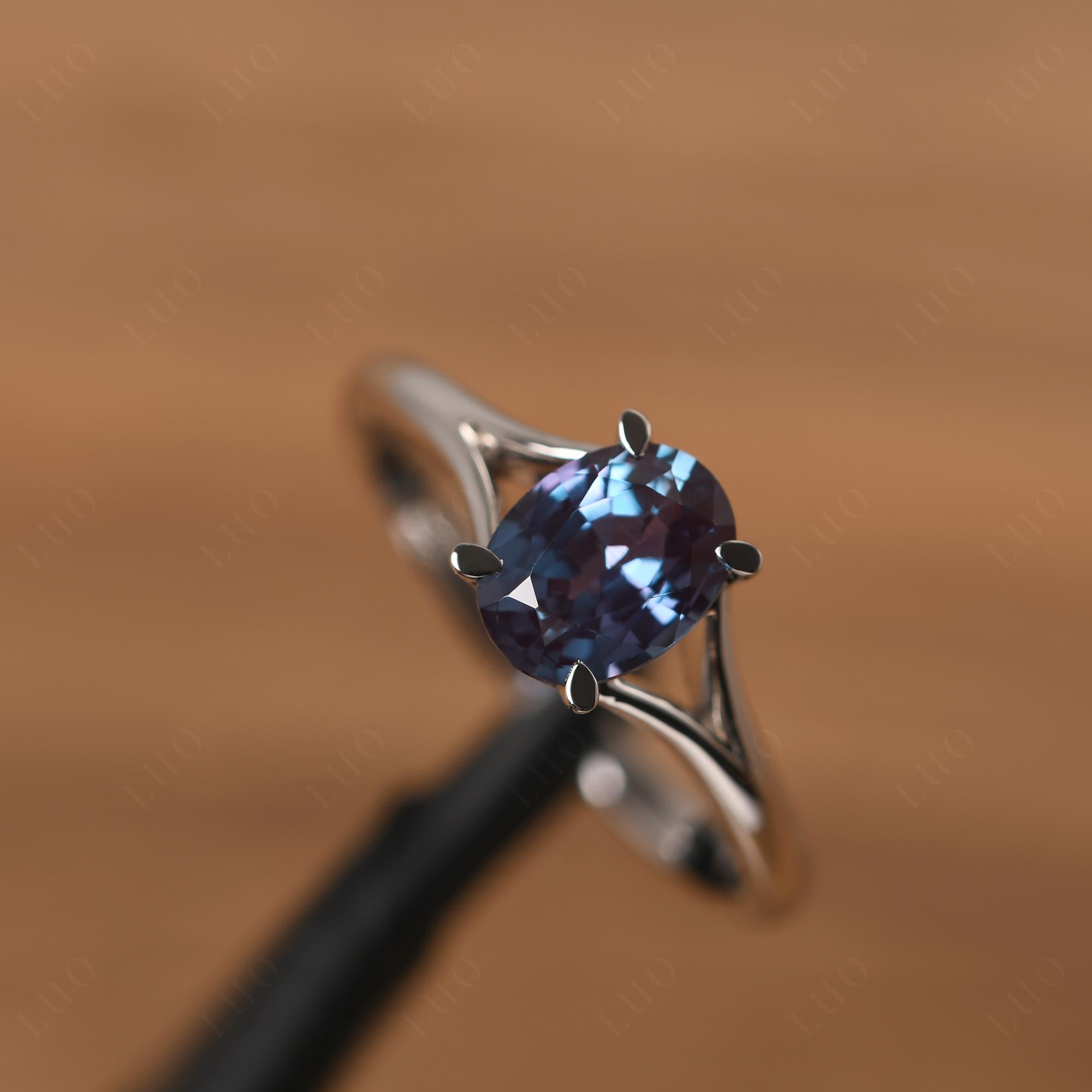 Alexandrite Split Shank Engagement Ring - LUO Jewelry