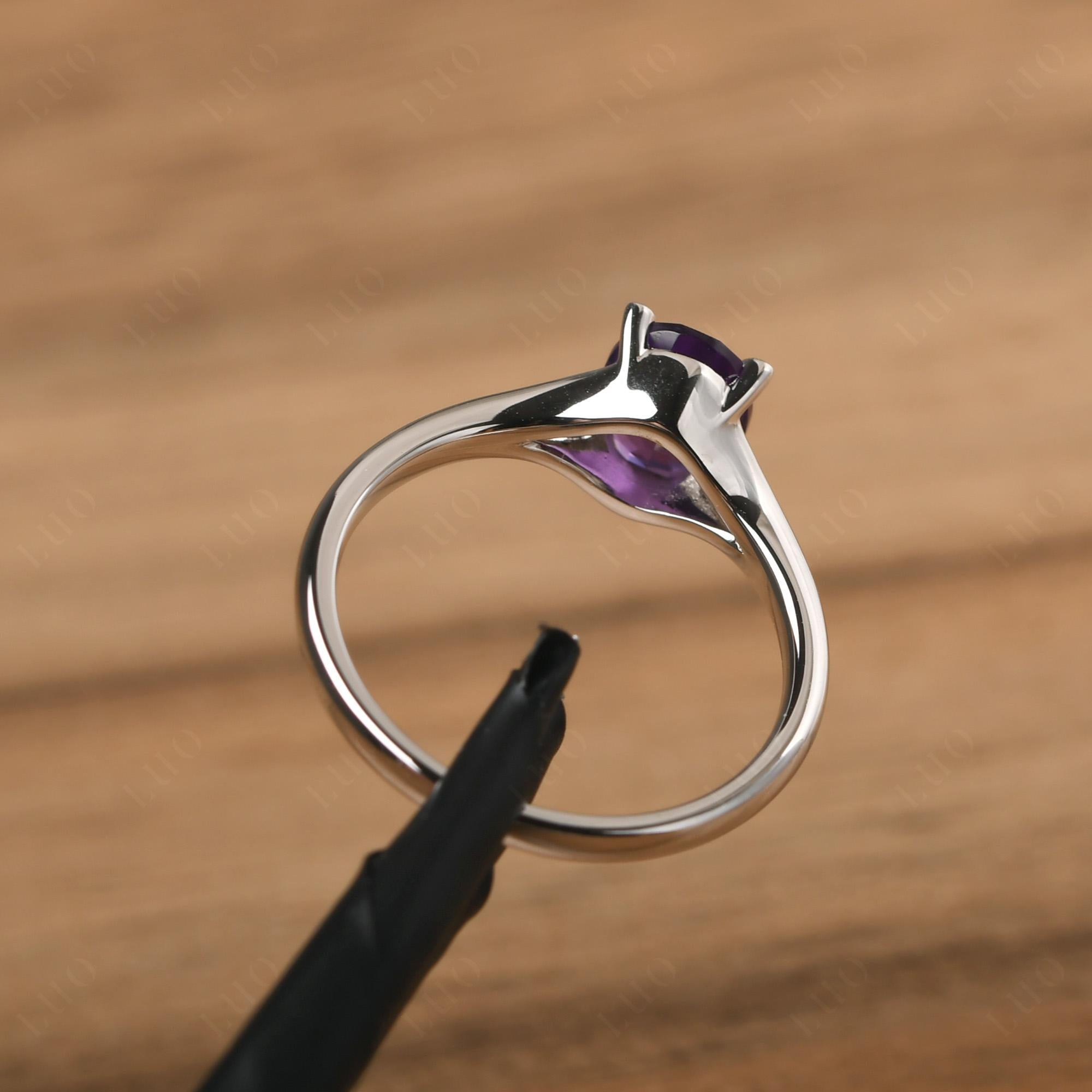 Amethyst Split Shank Ring - LUO Jewelry