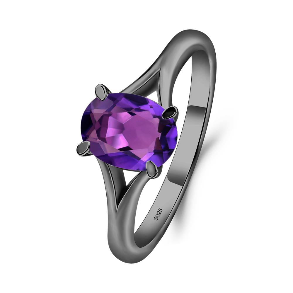 Amethyst Split Shank Ring - LUO Jewelry #metal_black finish sterling silver
