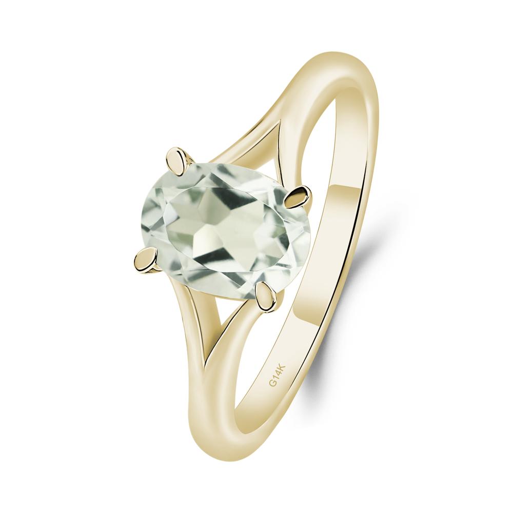 Green Amethyst Solitaire Promise Ring - LUO Jewelry #metal_14k yellow gold