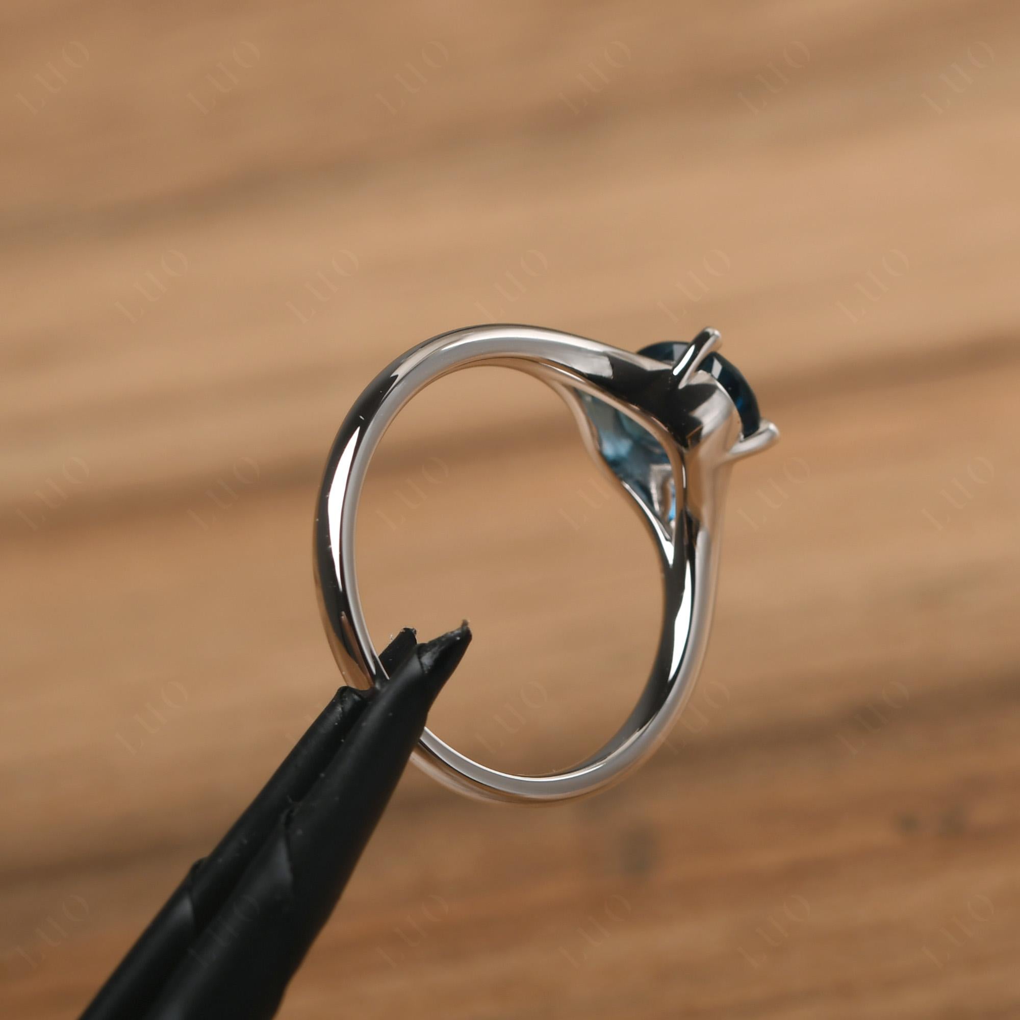 London Blue Topaz Split Shank Ring - LUO Jewelry