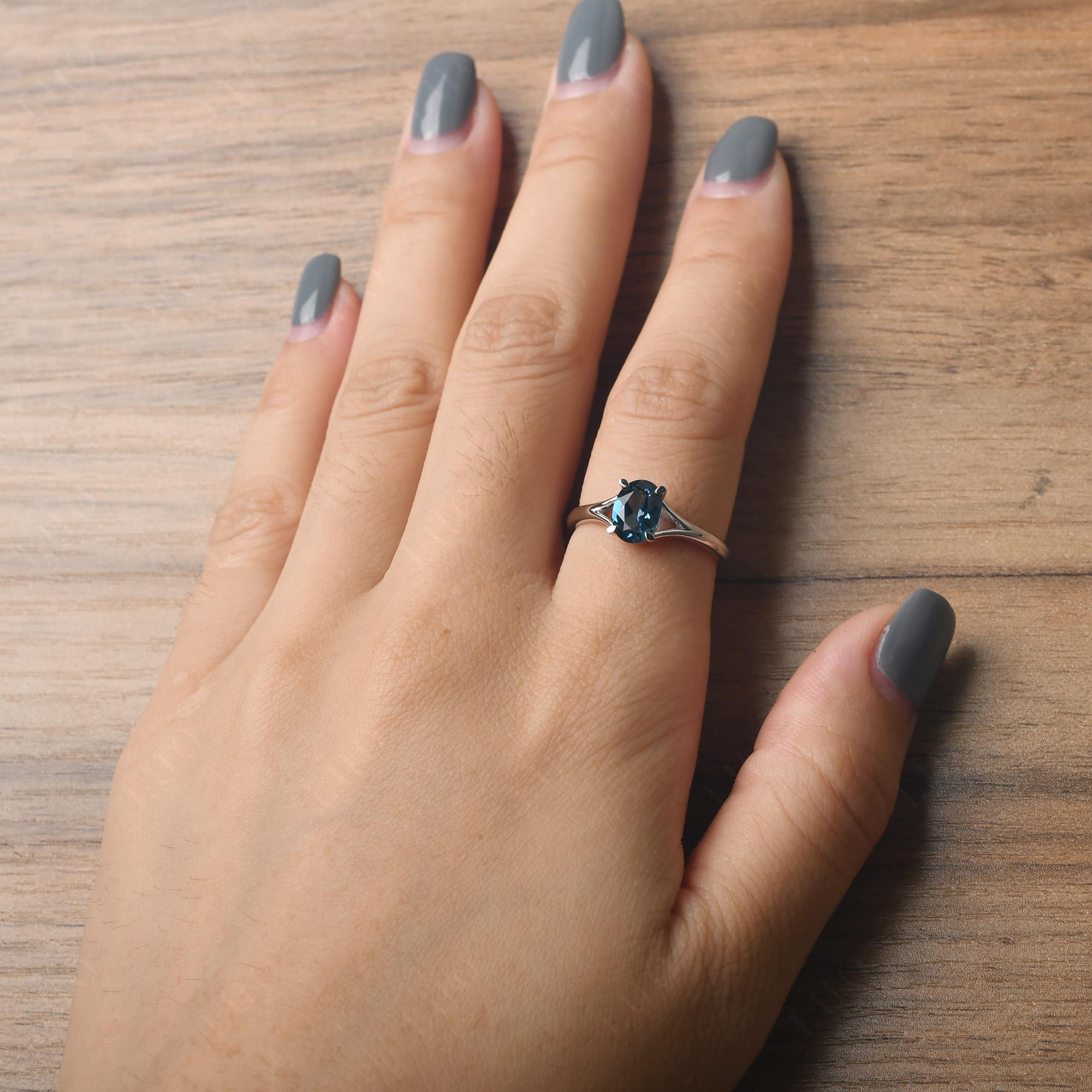 London Blue Topaz Split Shank Ring - LUO Jewelry