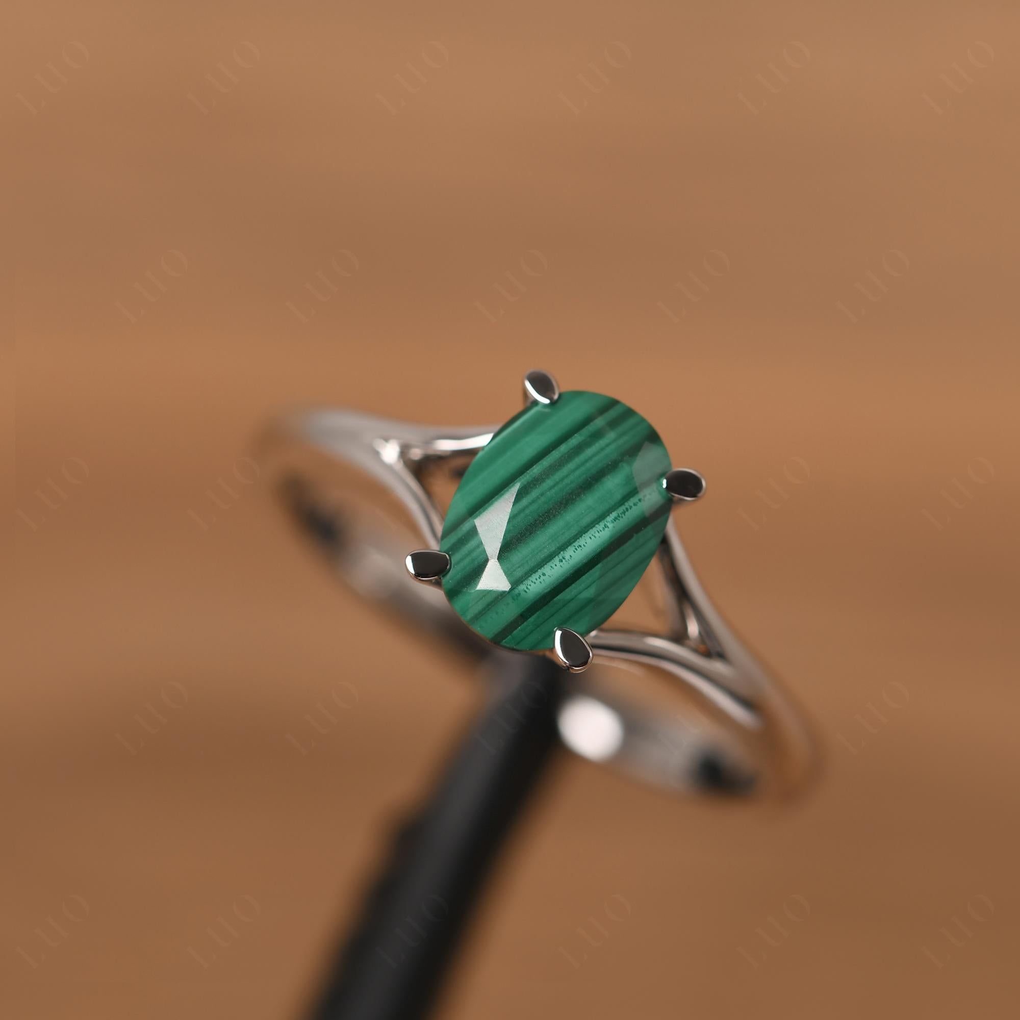 Malachite Split Shank Engagement Ring - LUO Jewelry