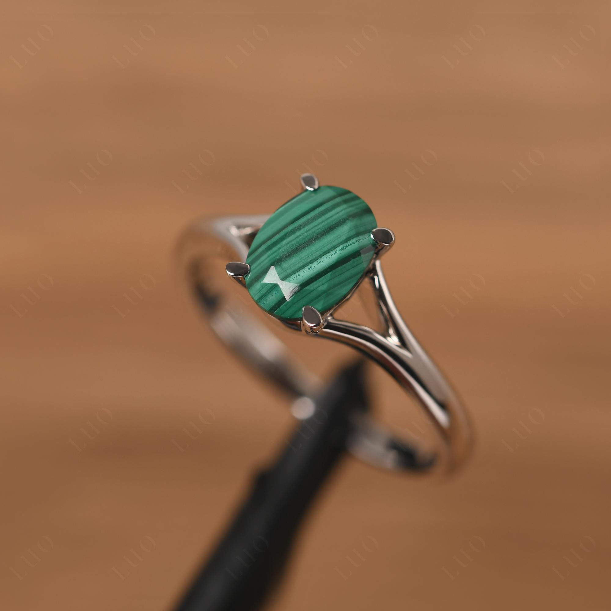 Malachite Split Shank Engagement Ring - LUO Jewelry