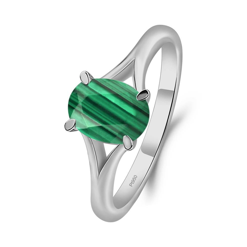 Malachite Split Shank Engagement Ring - LUO Jewelry #metal_platinum