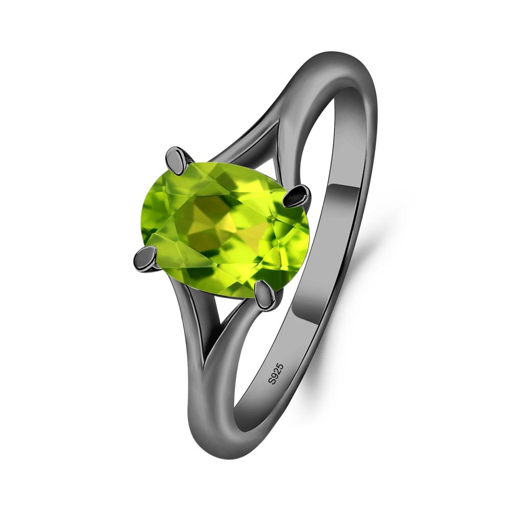 Peridot Split Shank Ring - LUO Jewelry #metal_black finish sterling silver