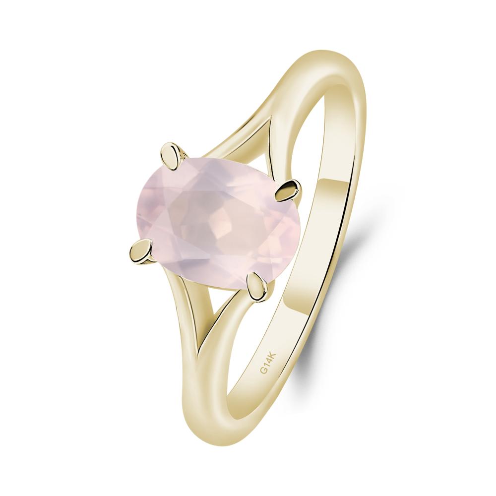 Rose Quartz Solitaire Promise Ring - LUO Jewelry #metal_14k yellow gold