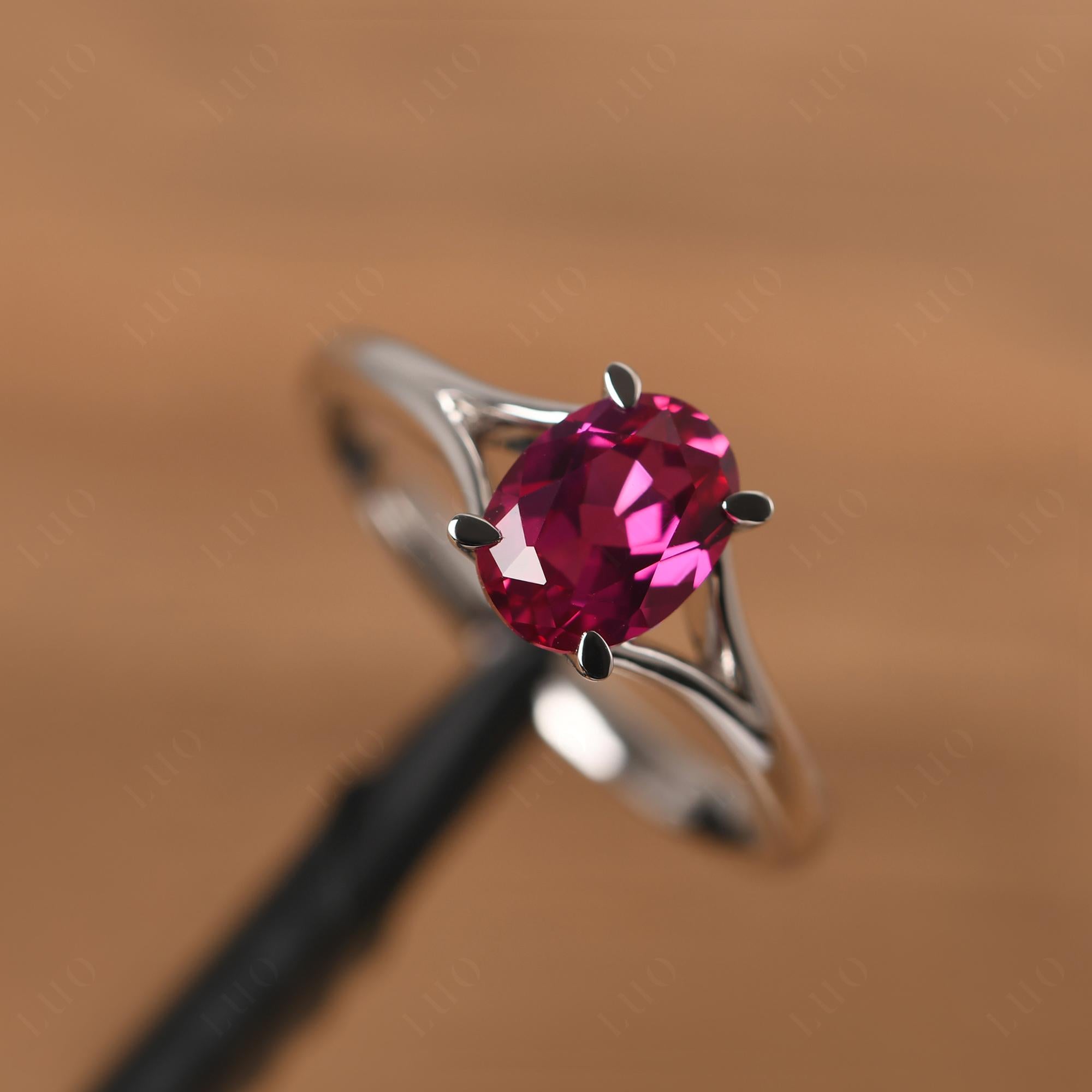 Ruby Split Shank Engagement Ring - LUO Jewelry
