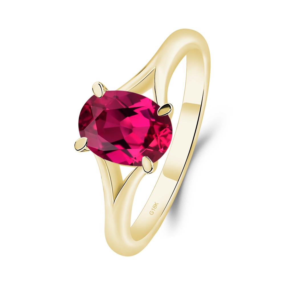 Ruby Split Shank Engagement Ring - LUO Jewelry #metal_18k yellow gold