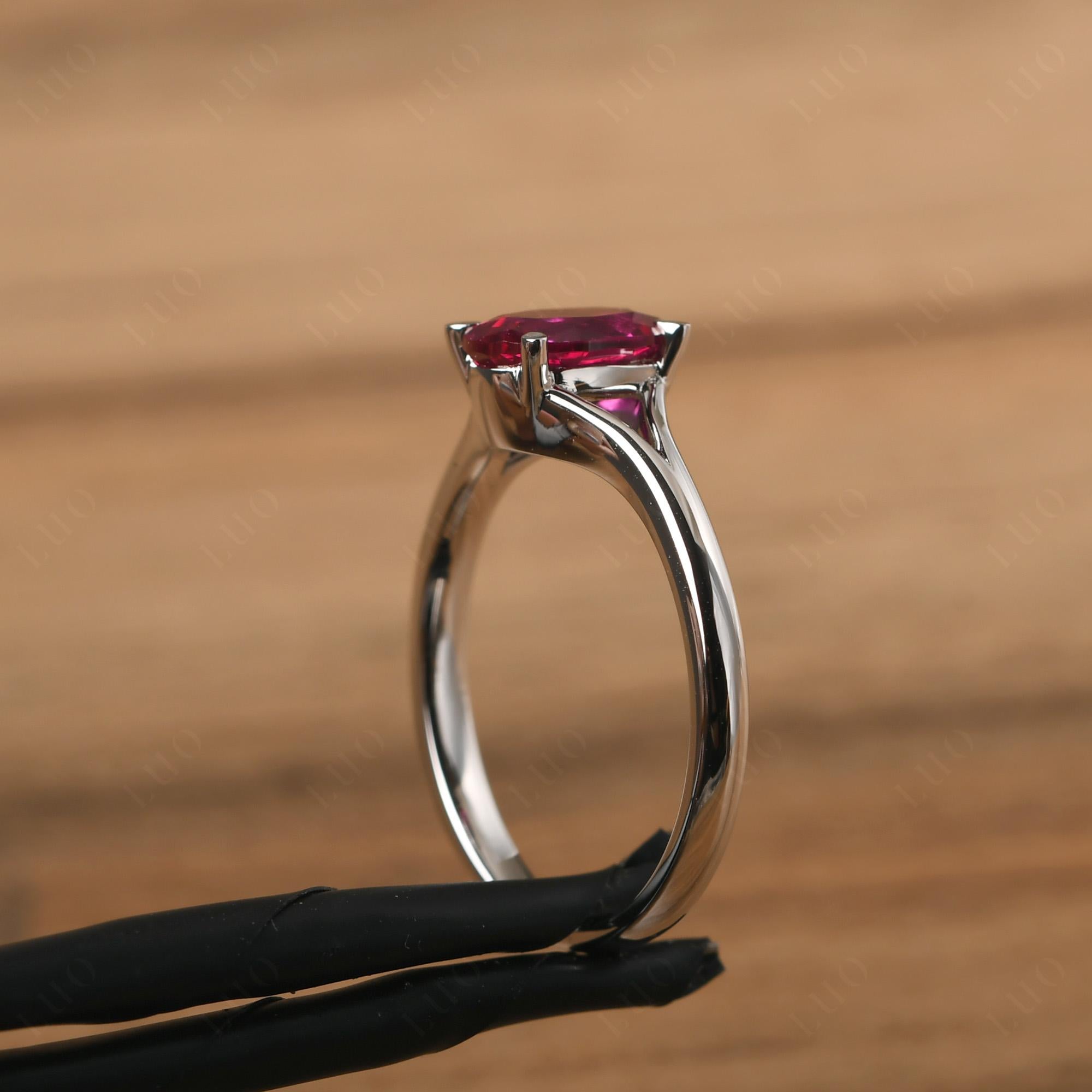 Ruby Split Shank Engagement Ring - LUO Jewelry
