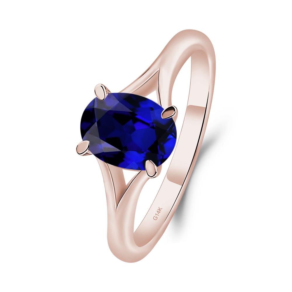 Sapphire Split Shank Ring - LUO Jewelry #metal_14k rose gold