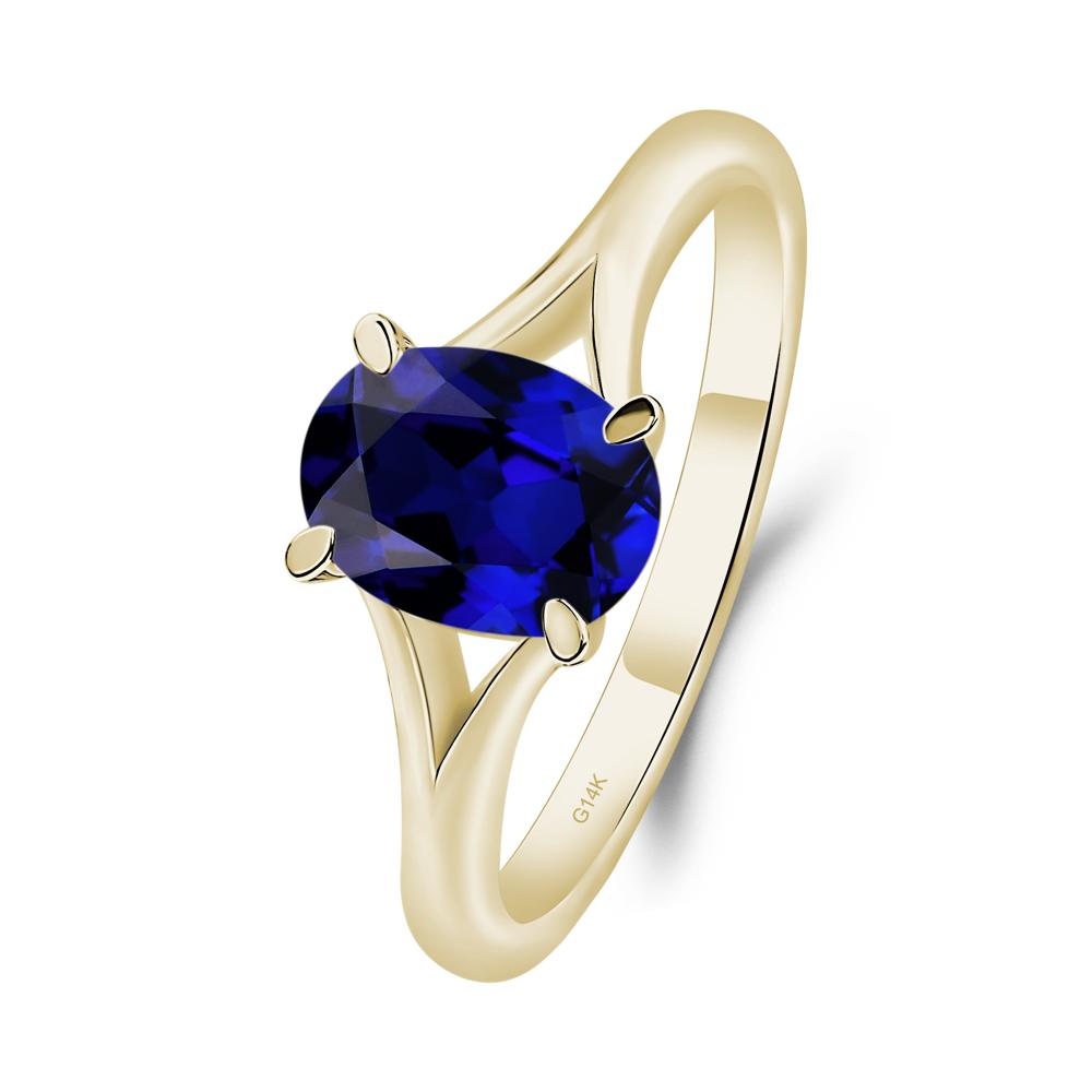 Sapphire Split Shank Ring - LUO Jewelry #metal_14k yellow gold