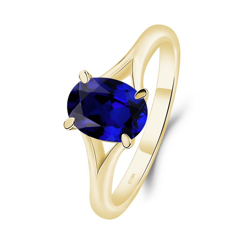 Sapphire Split Shank Ring - LUO Jewelry #metal_18k yellow gold