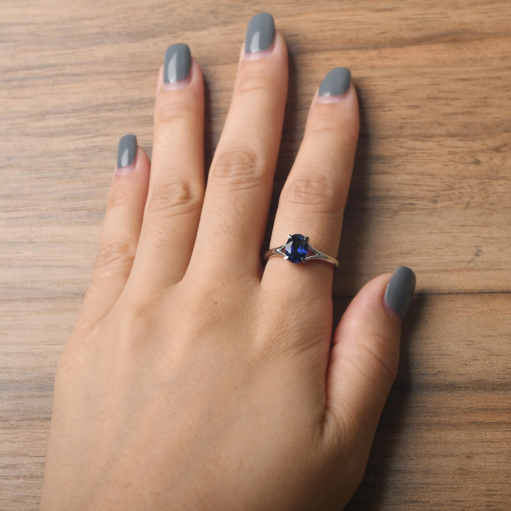 Sapphire Split Shank Ring - LUO Jewelry