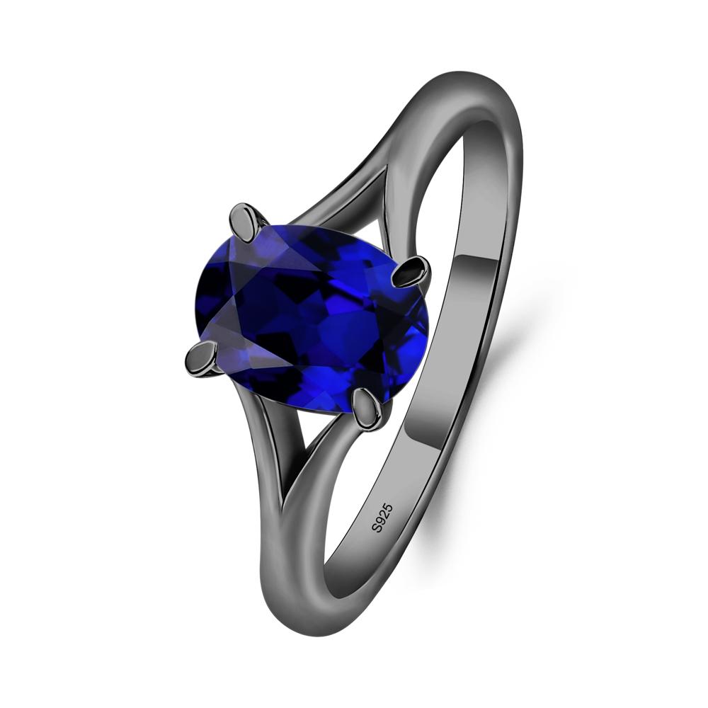Sapphire Split Shank Ring - LUO Jewelry #metal_black finish sterling silver