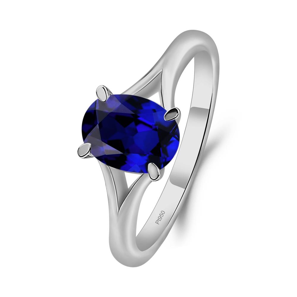 Sapphire Split Shank Ring - LUO Jewelry #metal_platinum