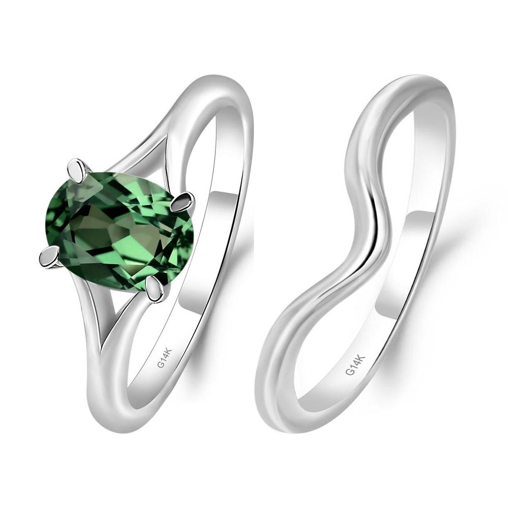 Green Sapphire Split Shank Engagement Ring - LUO Jewelry #metal_xxxxx