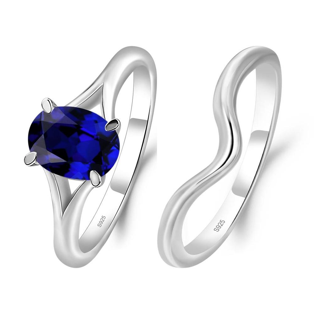 Sapphire Split Shank Ring - LUO Jewelry #metal_xxxxx