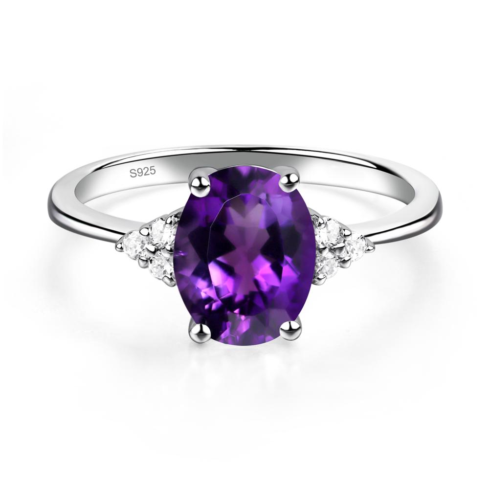 Simple Oval Amethyst Ring - LUO Jewelry #metal_sterling silver