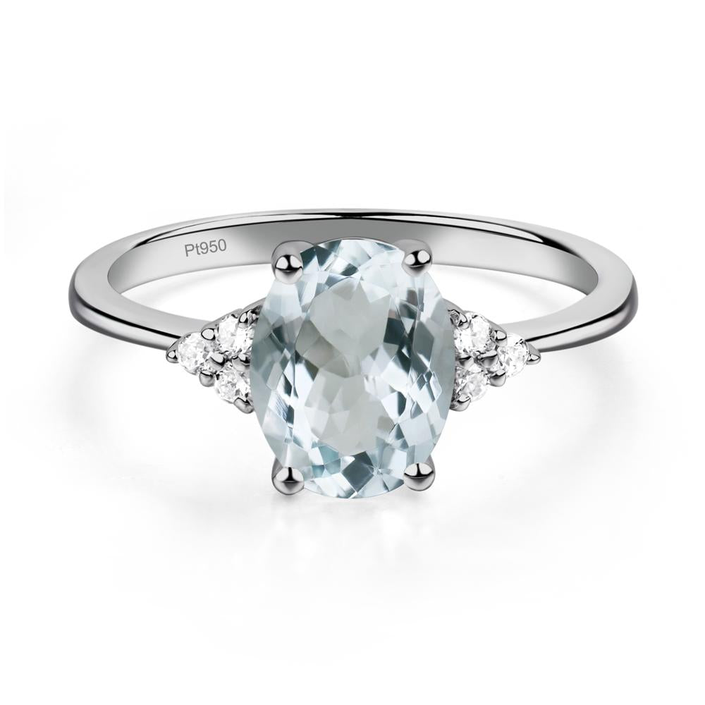 Simple Oval Aquamarine Ring - LUO Jewelry #metal_platinum