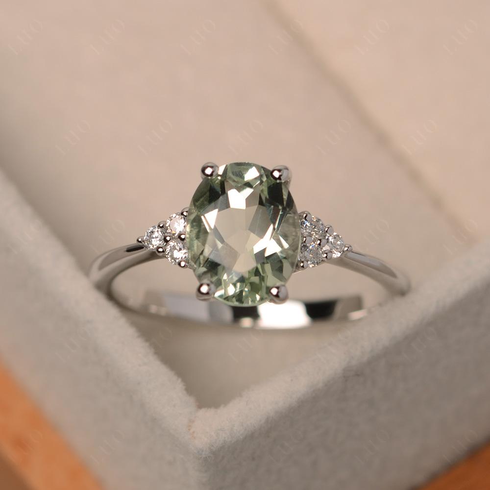 Simple Oval Green Amethyst Ring - LUO Jewelry