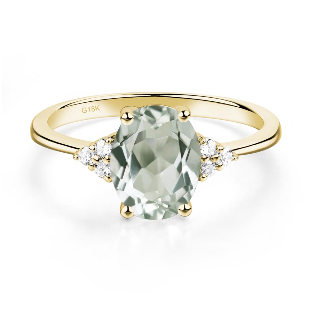 Simple Oval Green Amethyst Ring - LUO Jewelry #metal_18k yellow gold
