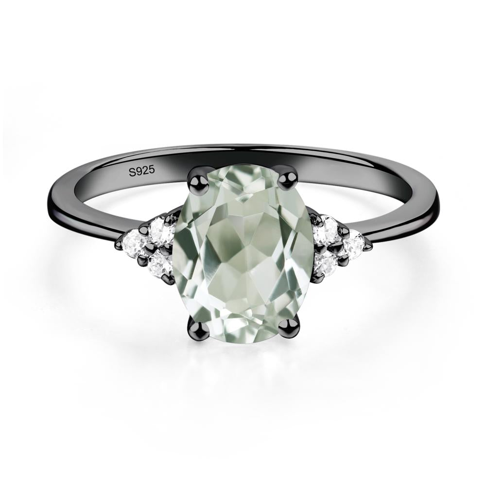 Simple Oval Green Amethyst Ring - LUO Jewelry #metal_black finish sterling silver