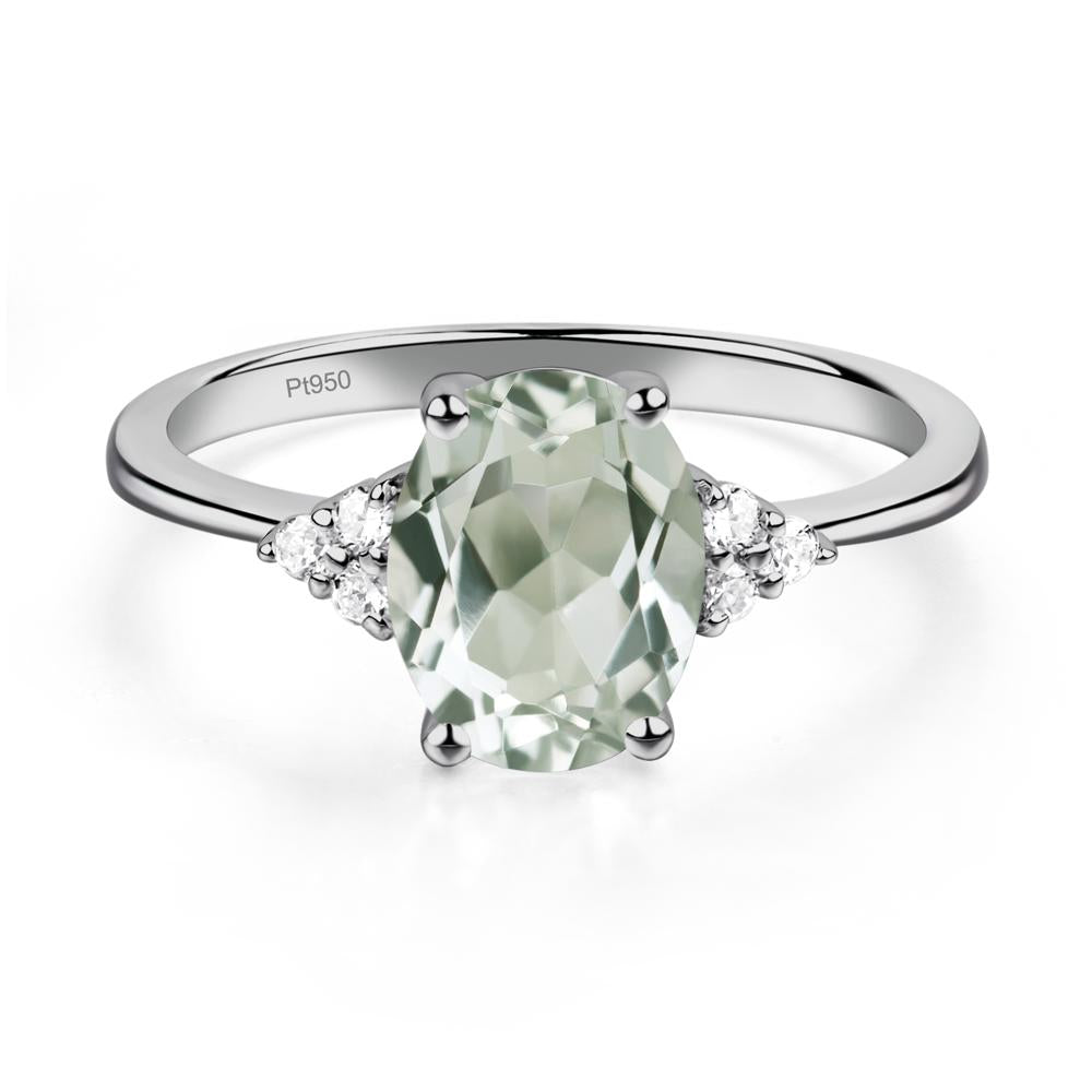 Simple Oval Green Amethyst Ring - LUO Jewelry #metal_platinum