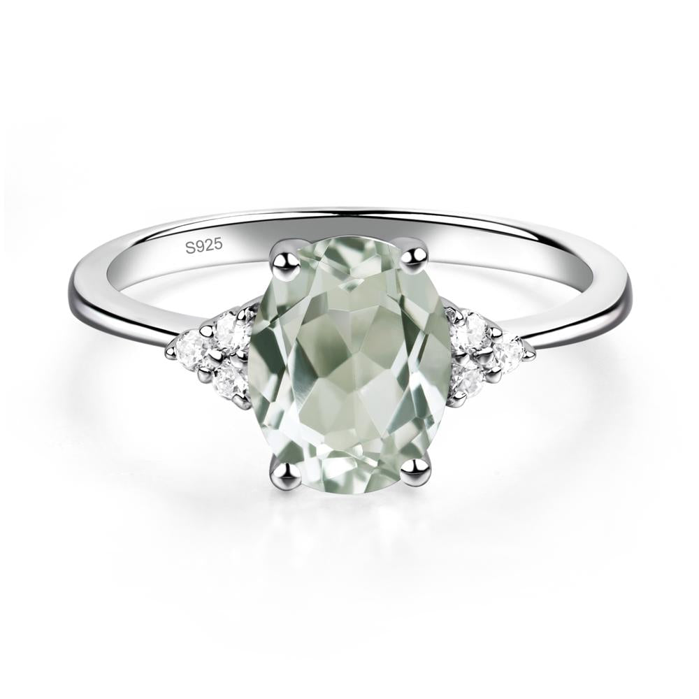Simple Oval Green Amethyst Ring - LUO Jewelry #metal_sterling silver