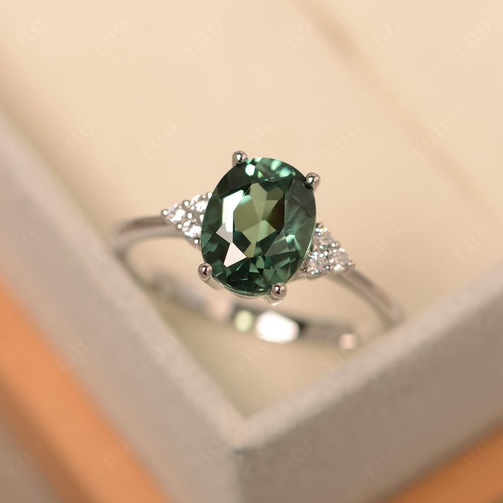 Simple Oval Green Sapphire Ring - LUO Jewelry