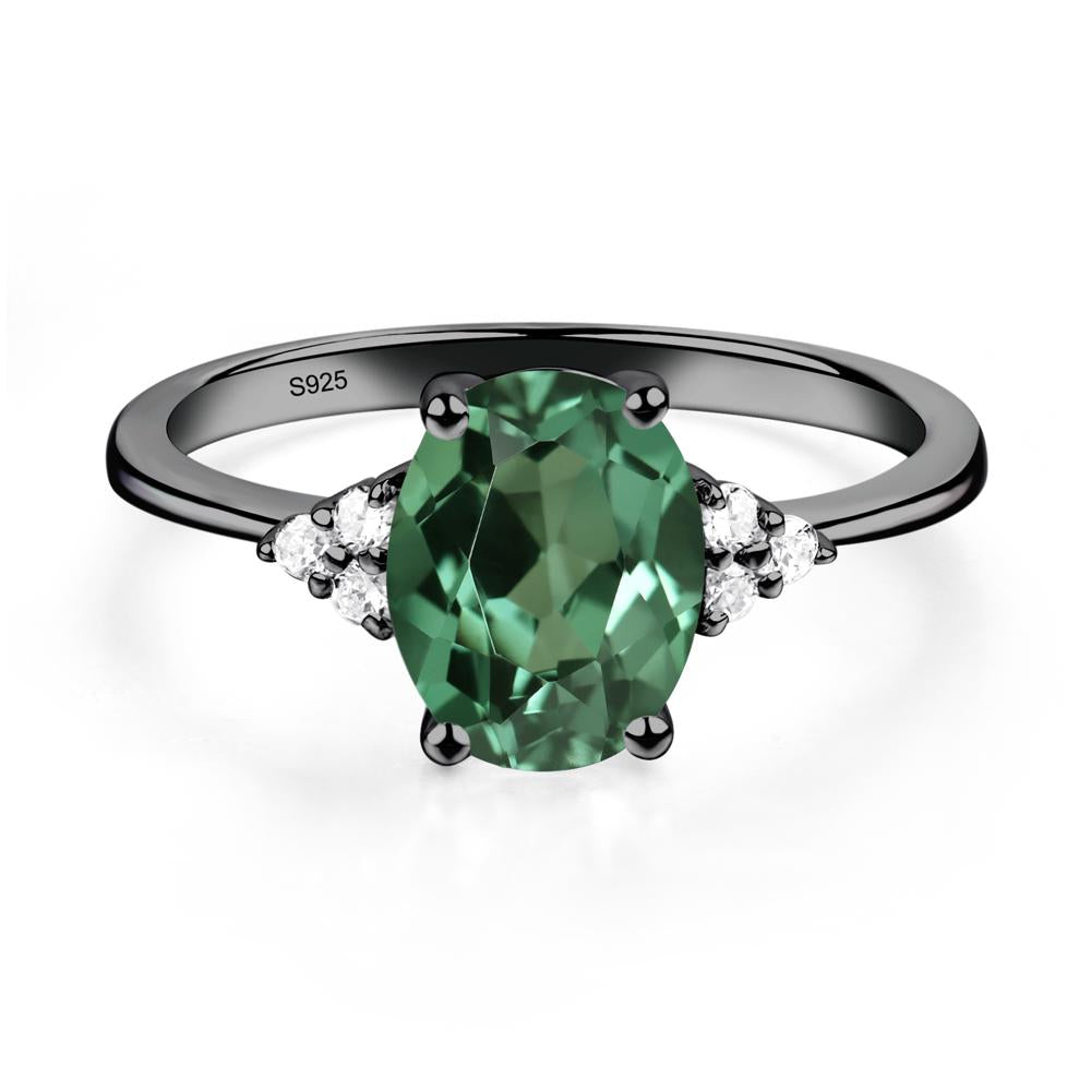 Simple Oval Green Sapphire Ring - LUO Jewelry #metal_black finish sterling silver
