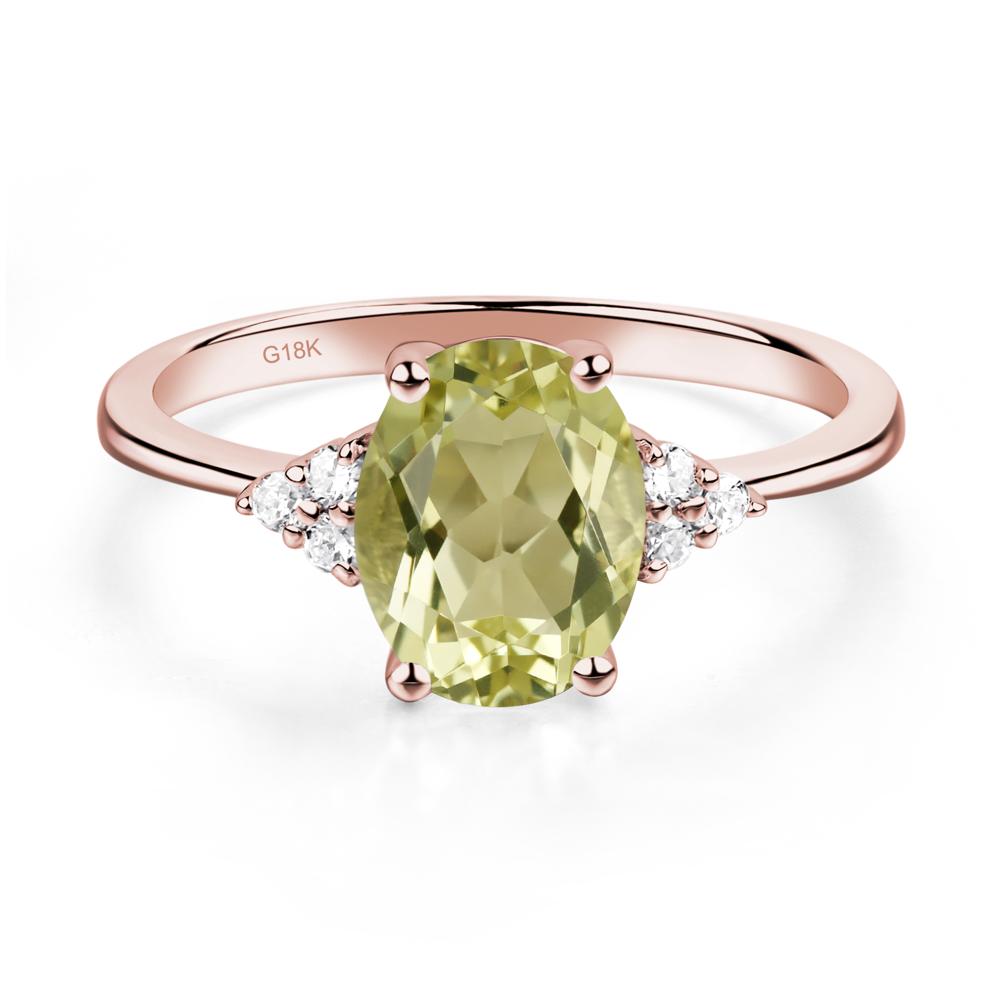 Simple Oval Lemon Quartz Ring - LUO Jewelry #metal_18k rose gold