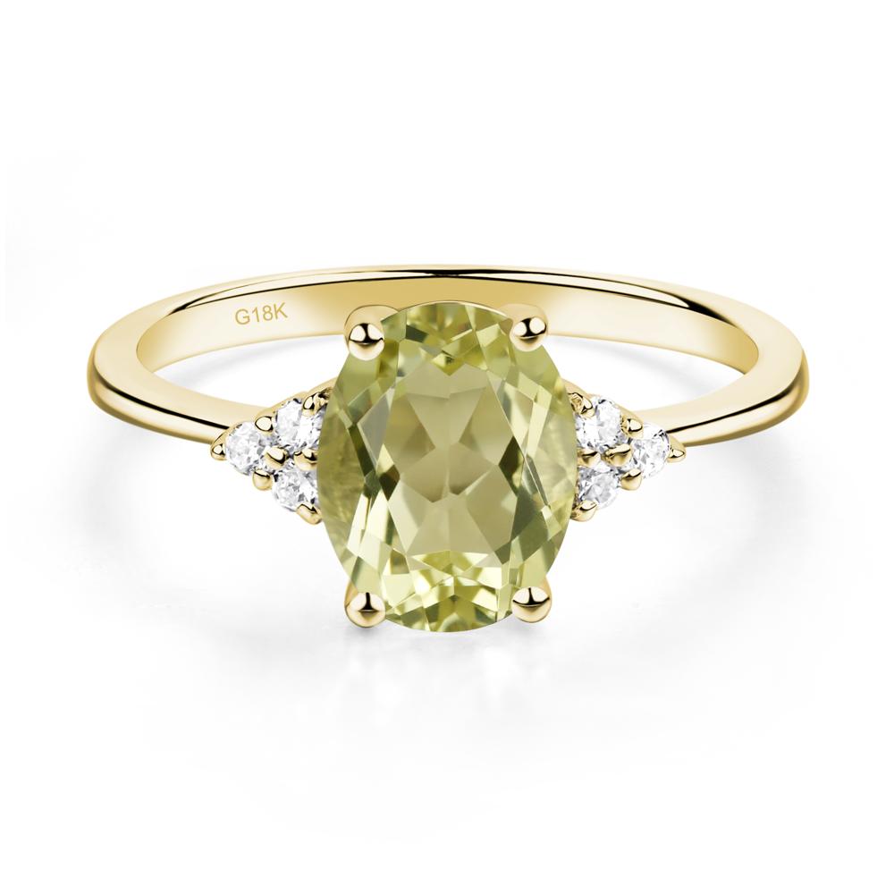 Simple Oval Lemon Quartz Ring - LUO Jewelry #metal_18k yellow gold