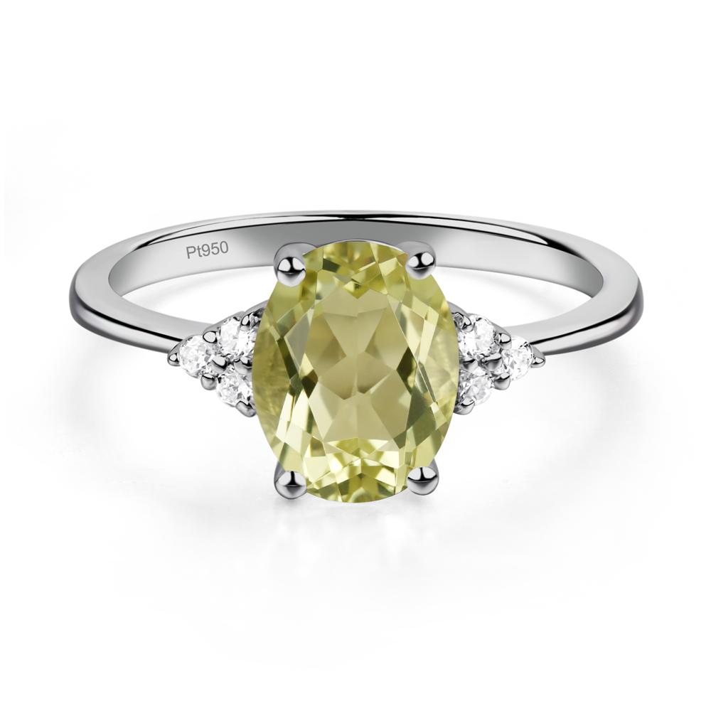 Simple Oval Lemon Quartz Ring - LUO Jewelry #metal_platinum