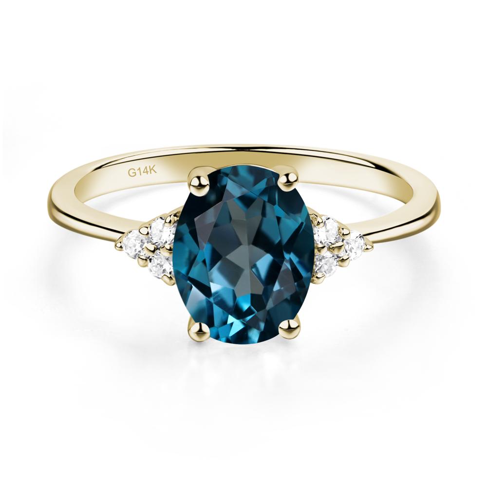 Simple Oval London Blue Topaz Ring - LUO Jewelry #metal_14k yellow gold
