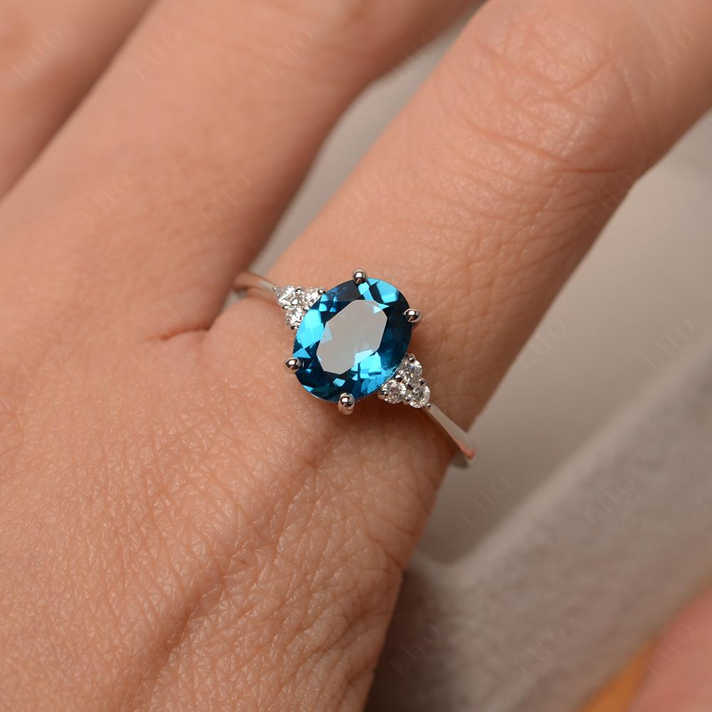 Simple Oval London Blue Topaz Ring - LUO Jewelry