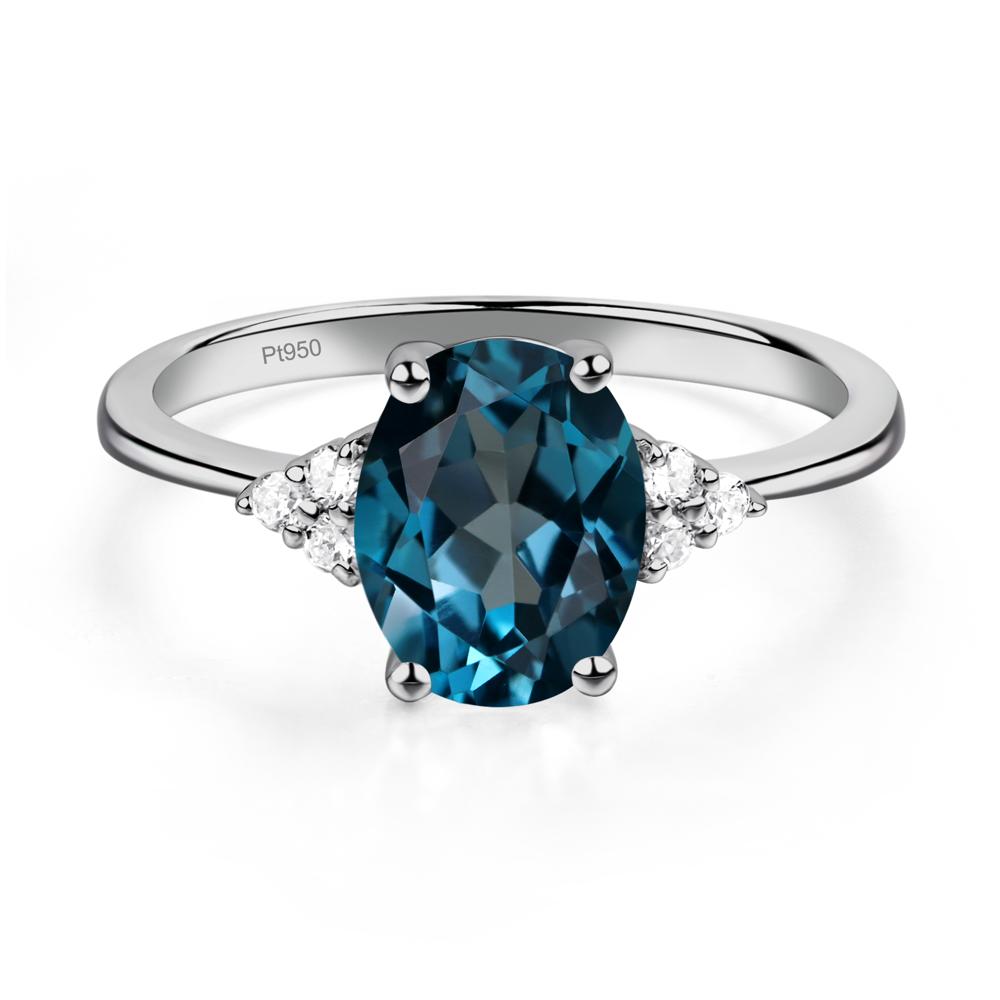 Simple Oval London Blue Topaz Ring - LUO Jewelry #metal_platinum