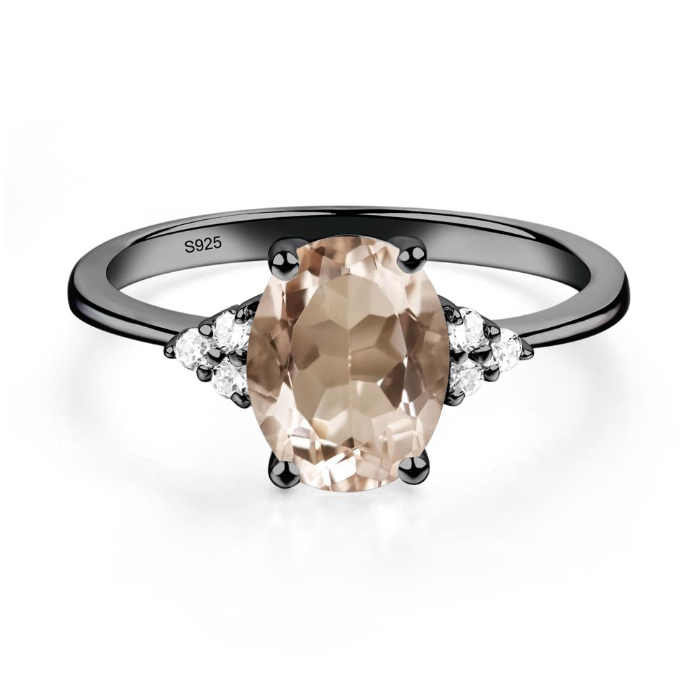 Simple Oval Morganite Ring - LUO Jewelry #metal_black finish sterling silver