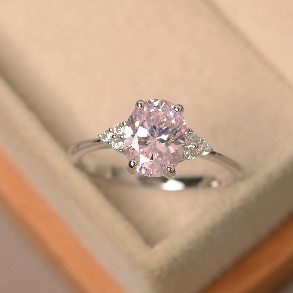 Simple Oval Pink Cubic Zirconia Ring - LUO Jewelry