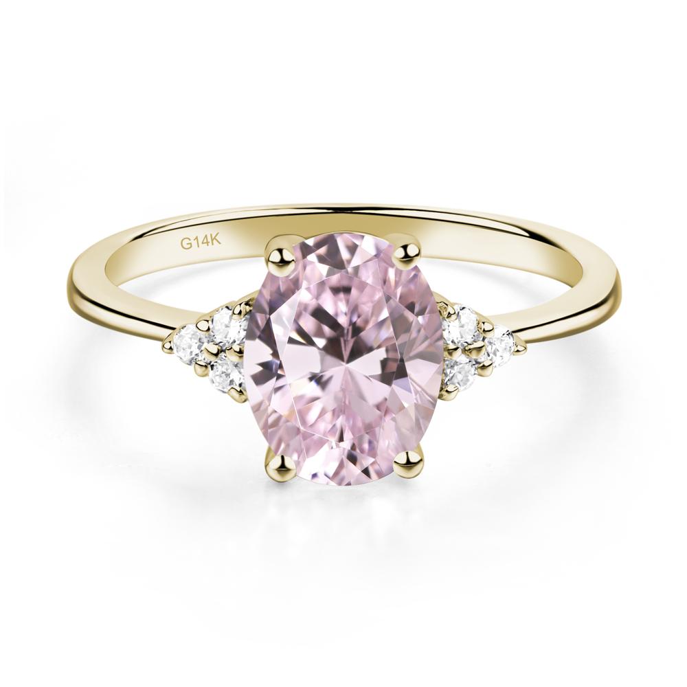 Simple Oval Pink Cubic Zirconia Ring - LUO Jewelry #metal_14k yellow gold