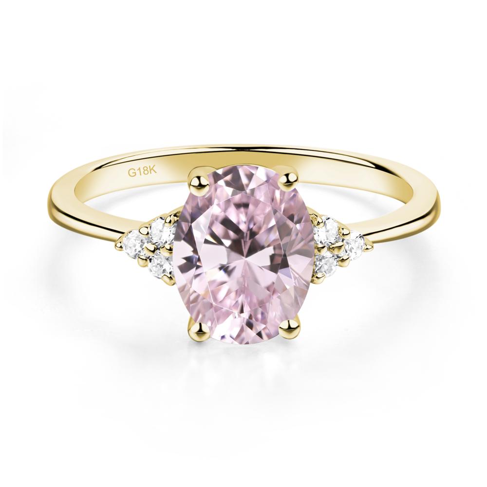 Simple Oval Pink Cubic Zirconia Ring - LUO Jewelry #metal_18k yellow gold