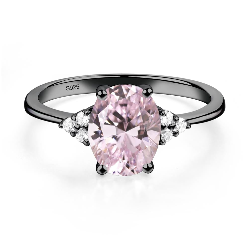 Simple Oval Pink Cubic Zirconia Ring - LUO Jewelry #metal_black finish sterling silver