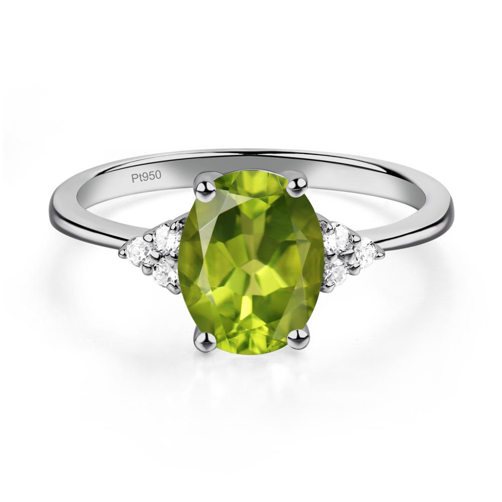 Simple Oval Peridot Ring - LUO Jewelry #metal_platinum