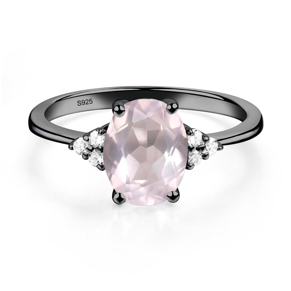 Simple Oval Rose Quartz Ring - LUO Jewelry #metal_black finish sterling silver