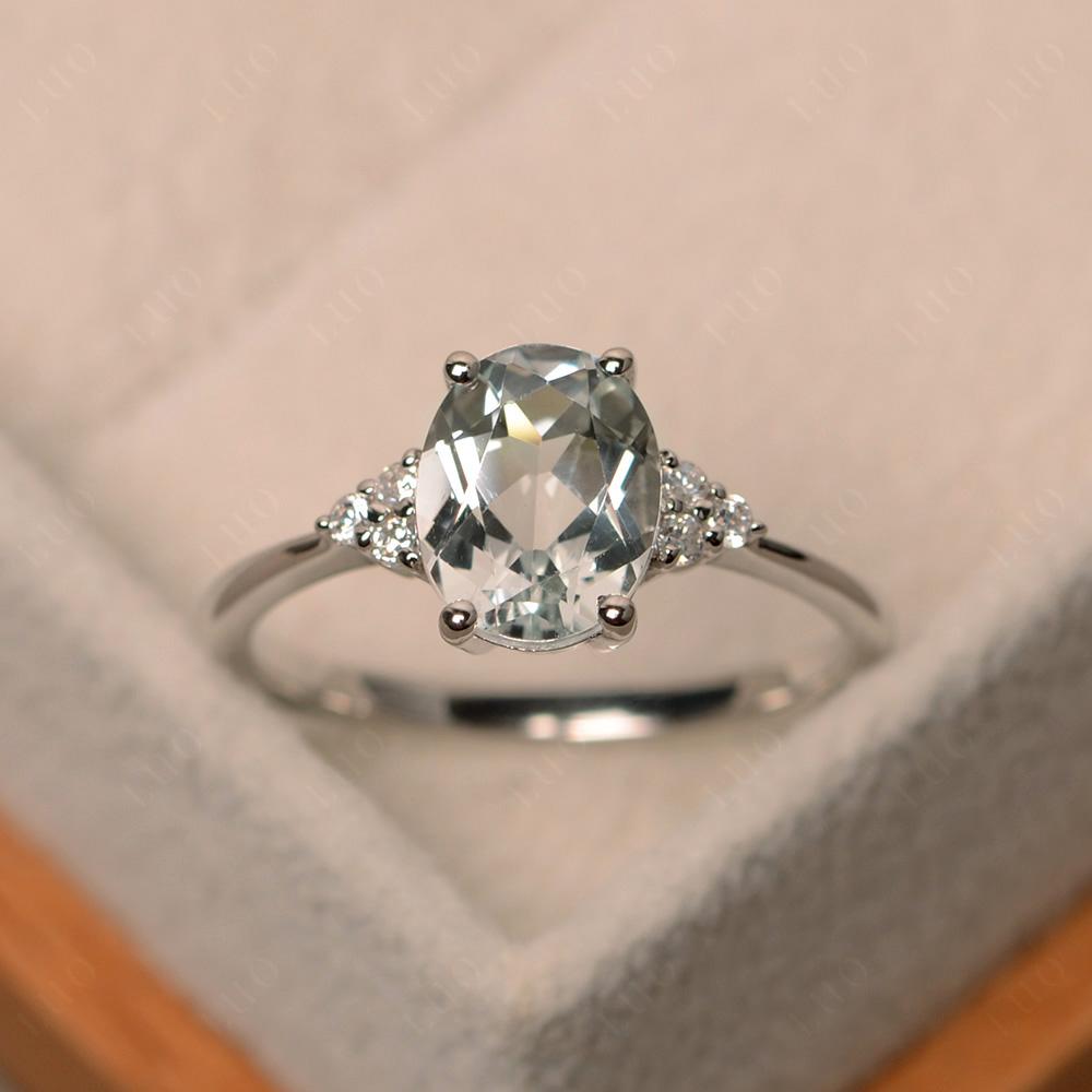 Simple Oval White Topaz Ring - LUO Jewelry