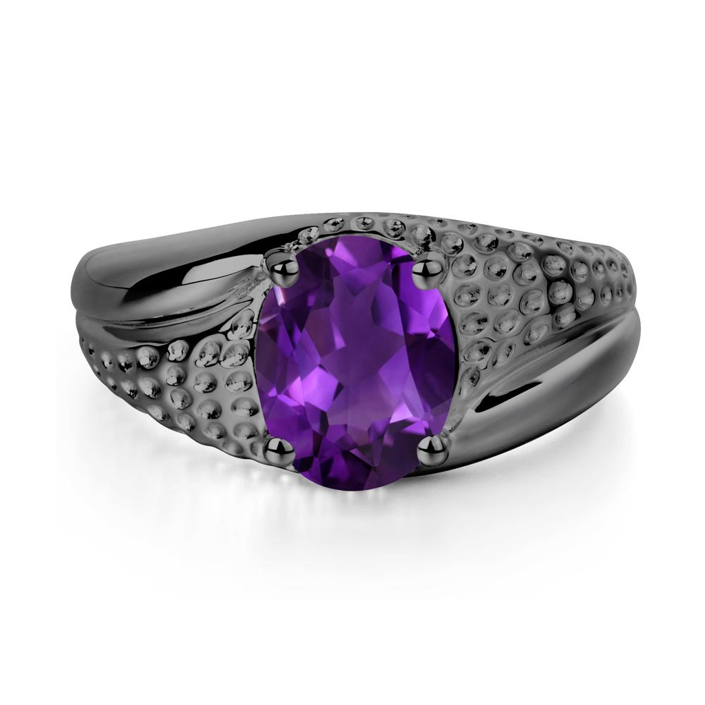 Rugged Oval Amethyst Ring for Men - LUO Jewelry #metal_black finish sterling silver