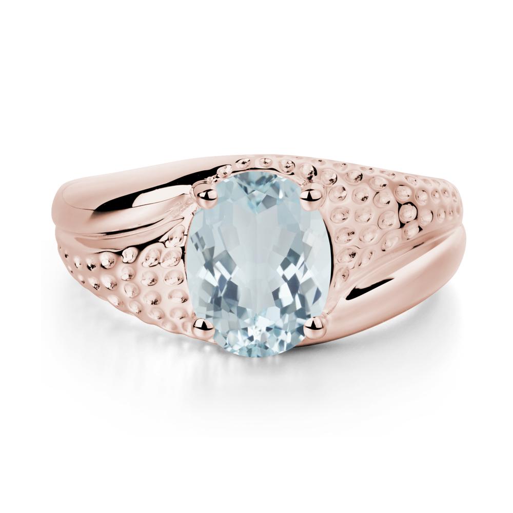 Rugged Oval Aquamarine Ring for Men - LUO Jewelry #metal_14k rose gold