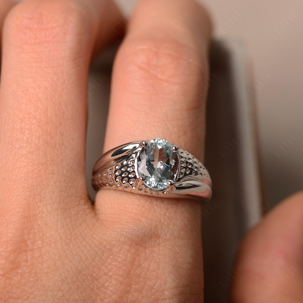 Robuster ovaler Aquamarinring für Herren