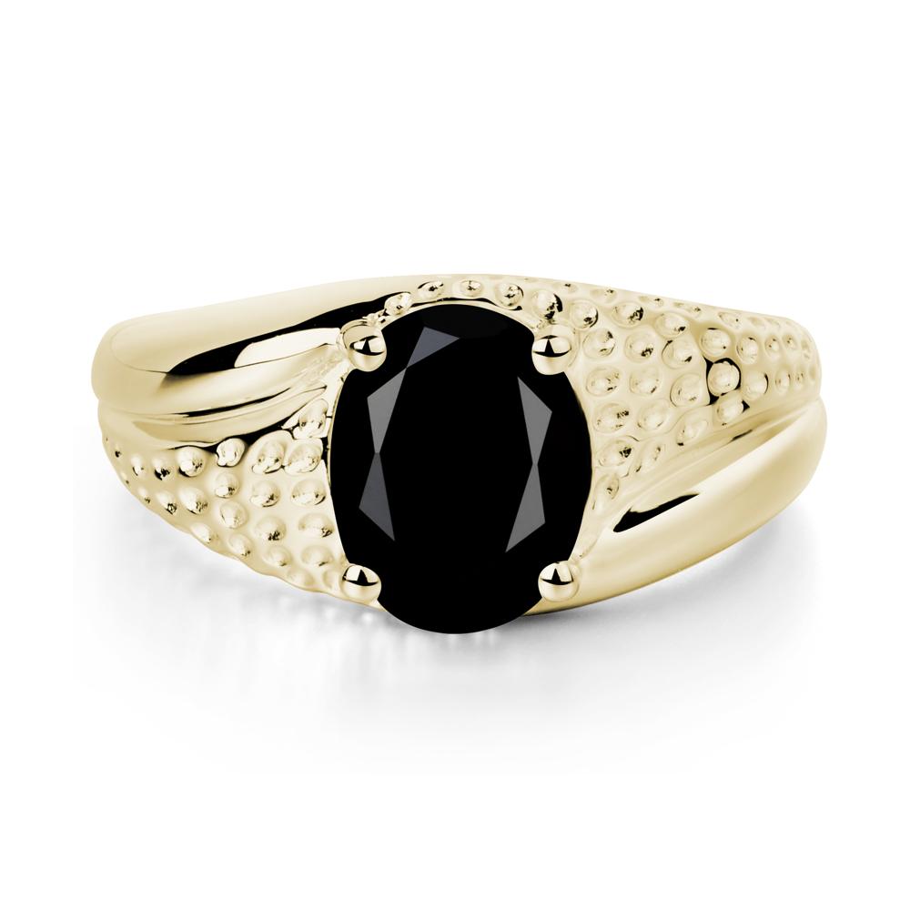 Rugged Oval Black Spinel Ring for Men - LUO Jewelry #metal_14k yellow gold