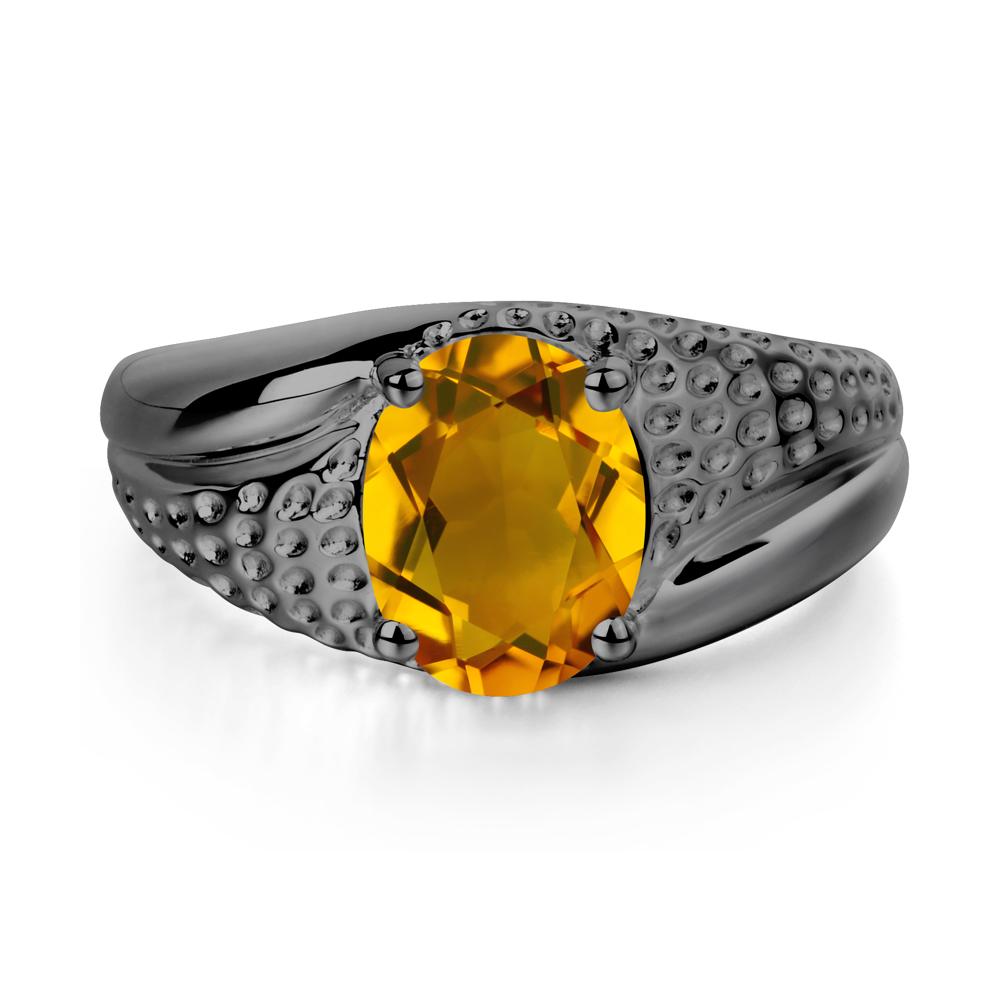Rugged Oval Citrine Ring for Men - LUO Jewelry #metal_black finish sterling silver